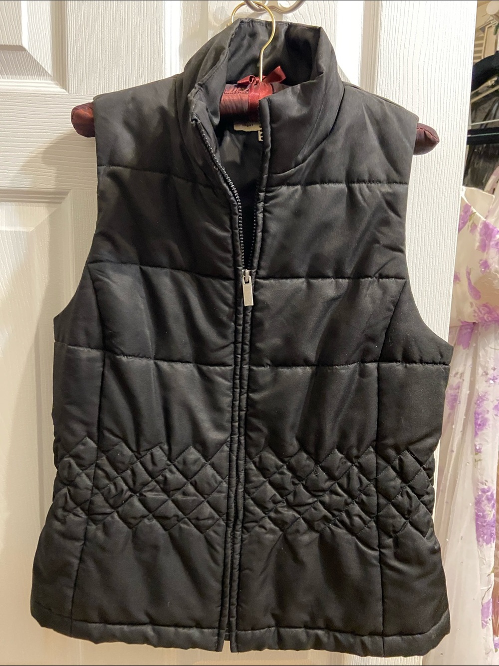Jones New York Black Quilted Sleeveless Puffer Vest